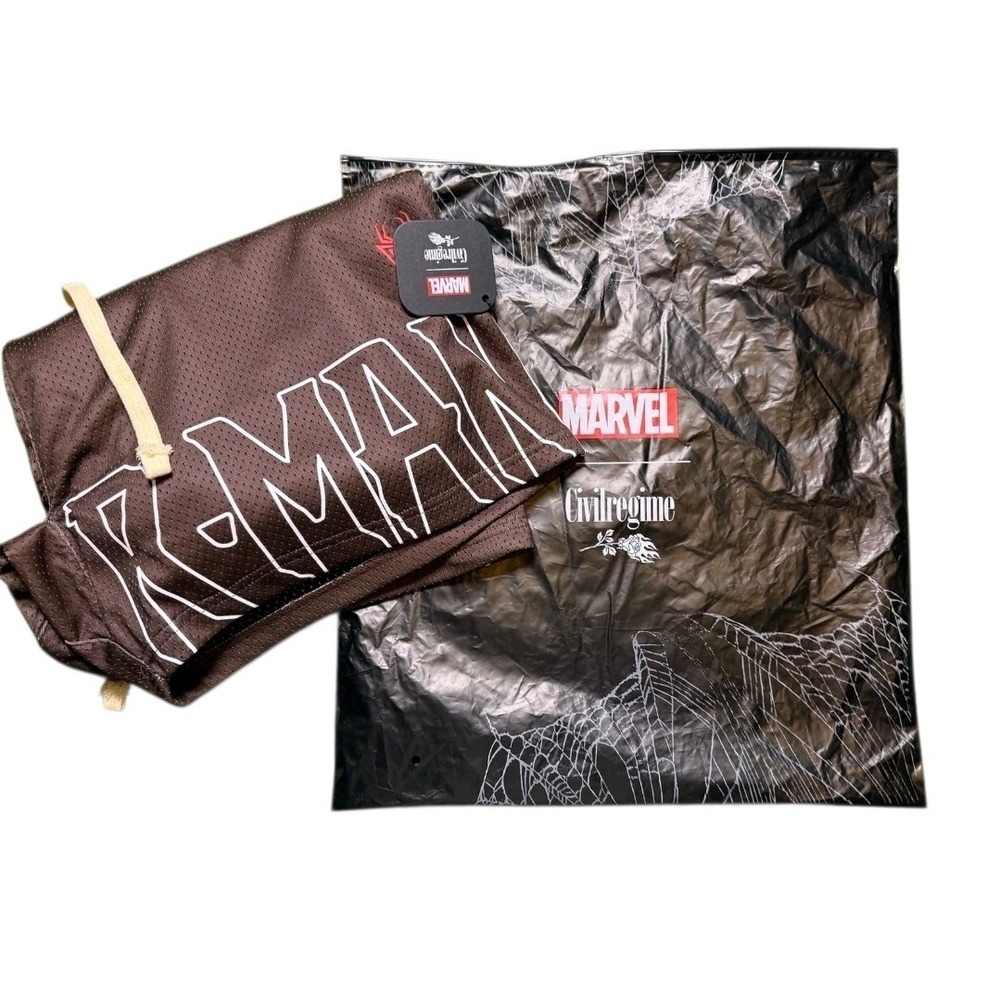 Civil Regime x Marvel Mens Spiderman Mesh Shorts Brown 2XL Heavyweight NWT RARE - Picture 5 of 8